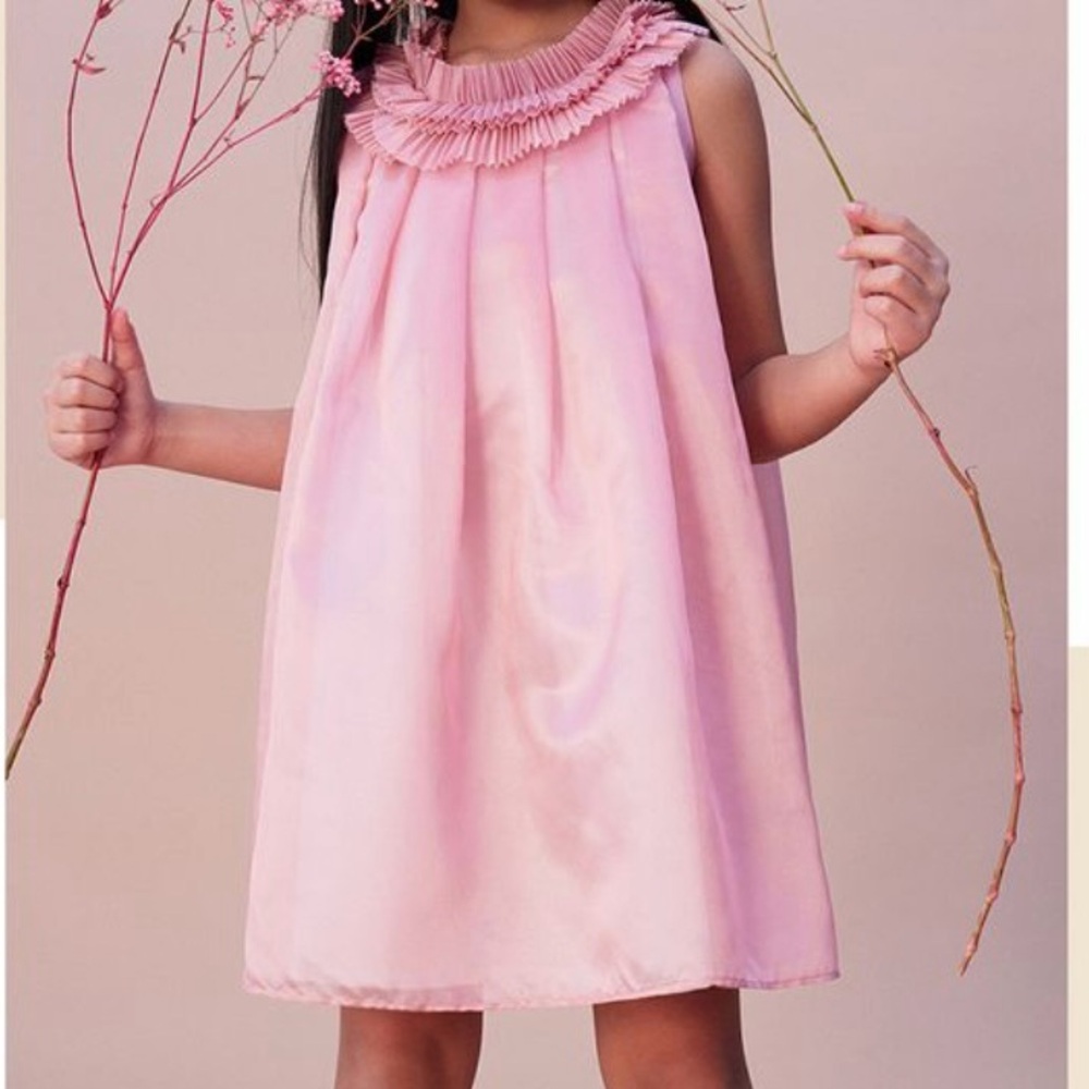 Il Gufo Clay Red Pink Sleeveless Ruffle Dress